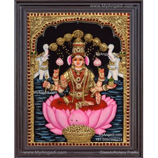 Gajalakshmi 3d Embossed Tanjore Painting