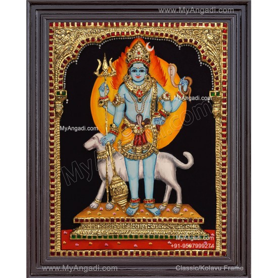 Kala Bairavar 3D Tanjore Painting, Kalabairavar 3D Tanjore Painting