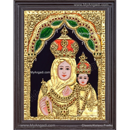 Mary with Jesus Christ Tanjore Painting