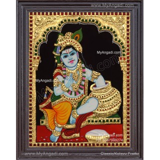 Butter Pot Krishna Tanjore Painting