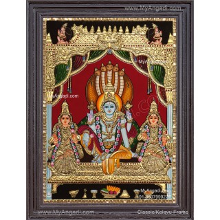 Vishnu Sri Devi Bhoo Devi Tanjore Painting