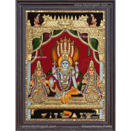 Vishnu Sri Devi Bhoo Devi Tanjore Painting