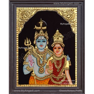Shiva and Parvathi Devi Tanjore Paintings