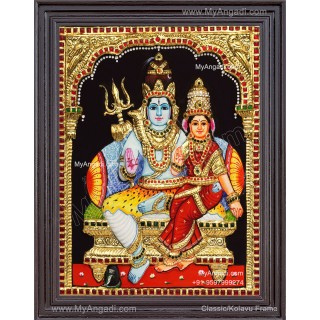 3D Shivan Parvathi Tanjore Painting