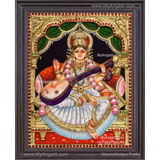 Saraswathi  3D Tanjore Painting