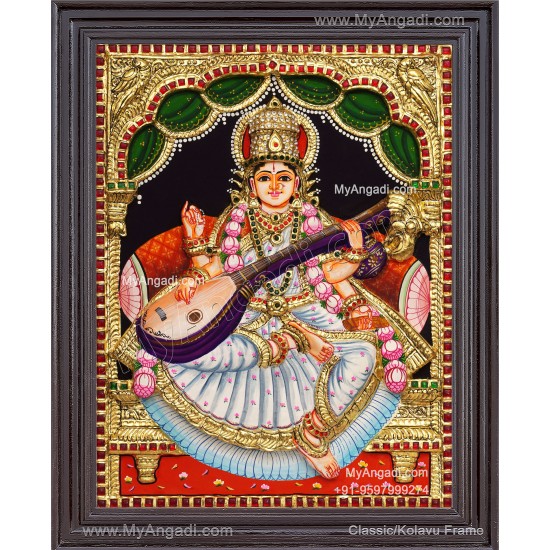 Saraswathi  3D Tanjore Painting