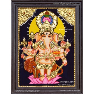 Kan Drishti Ganapathi Tanjore Painting