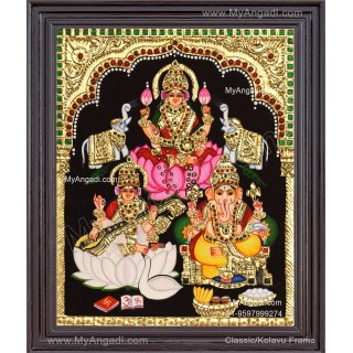 Ganesha Lakshmi Saraswathi Tanjore Painting