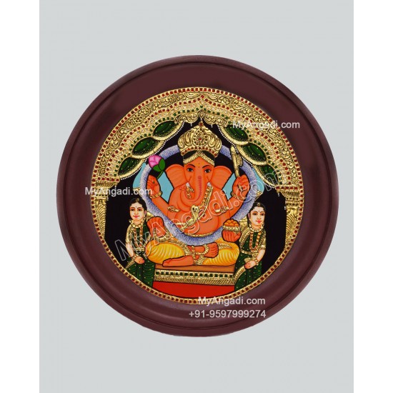 Siddhi Vinayagar Round Tanjore Painting