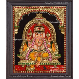 Ganesha 3d Embossed Tanjore Painting
