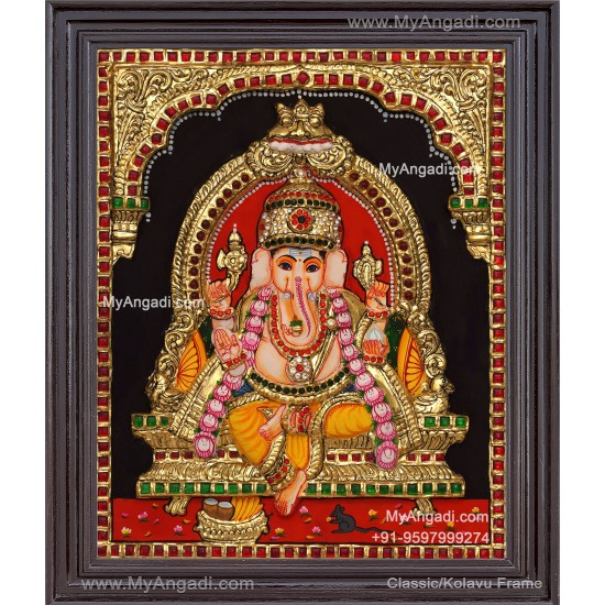 Ganesha 3d Embossed Tanjore Painting