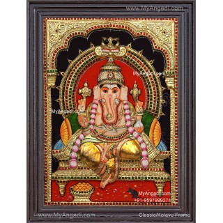 Ganesha 3d Embossed Tanjore Painting