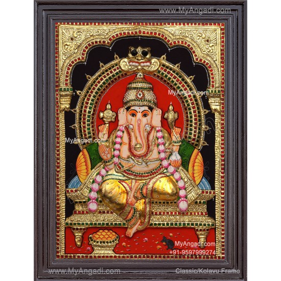Ganesha 3d Embossed Tanjore Painting