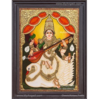 Saraswathi Devi Tanjore Painting