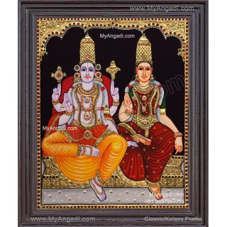 Vishnu and Lakshmi Tanjore Painting, Vishnu and Lakshmi Tanjore Painting