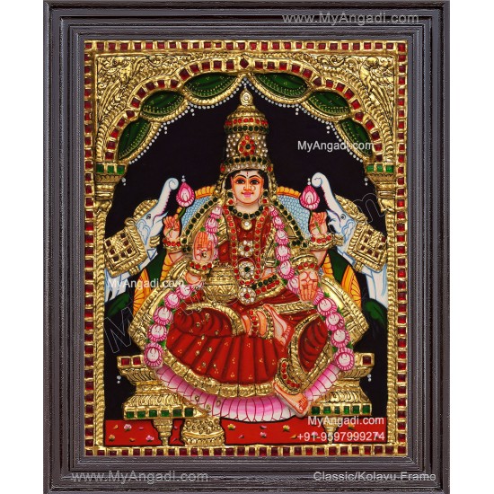 Gajalakshmi 3d Embossed Tanjore Painting
