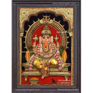 Ganesha 3d Embossed Tanjore Painting
