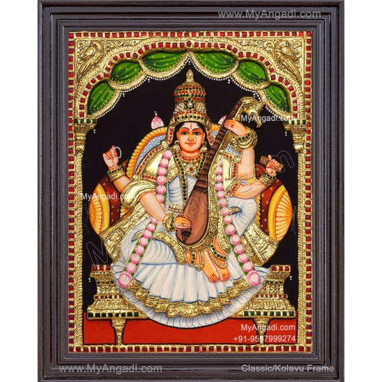 Saraswathi 3D Tanjore Painting