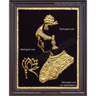 Lady With Flower Tanjore Painting