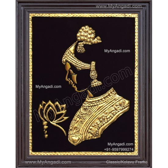 Lady With Flower Tanjore Painting