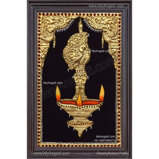 Vilakku Lamp Tanjore Painting