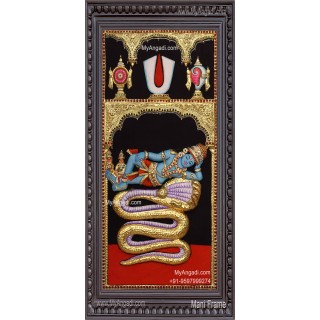 3D Perumal On Aadhiseshan Tanjore Painting