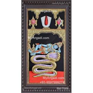 3D Perumal On Aadhiseshan Tanjore Painting
