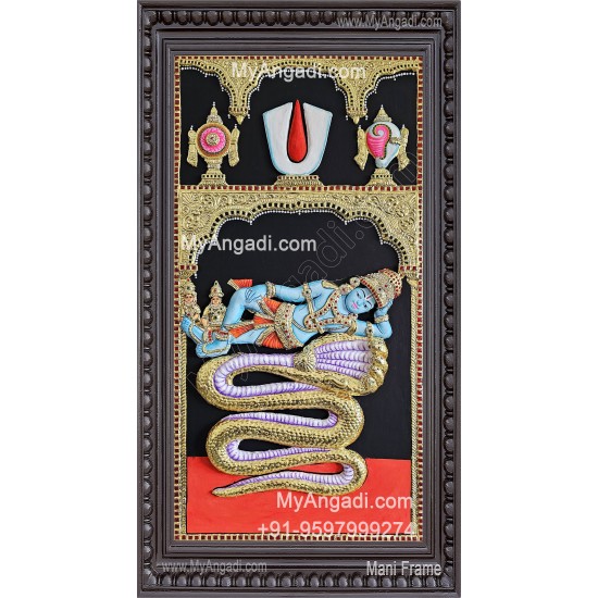 3D Perumal On Aadhiseshan Tanjore Painting