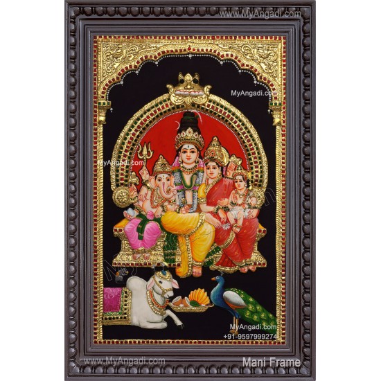 Shiva Family 3D Tanjore Painting