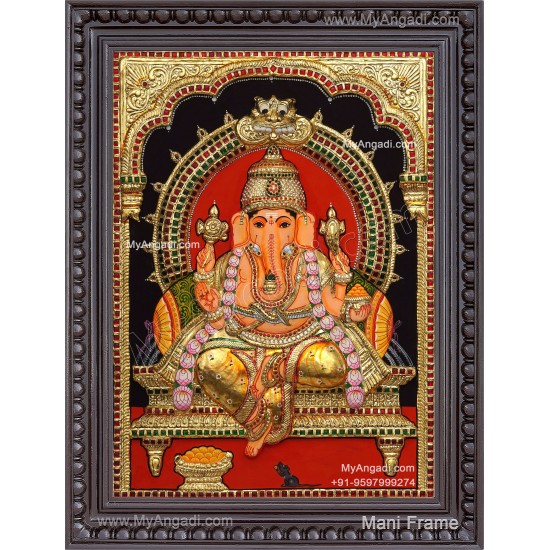 Ganesha 3d Embossed Tanjore Painting