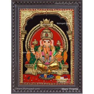Ganesha 3d Embossed Tanjore Painting