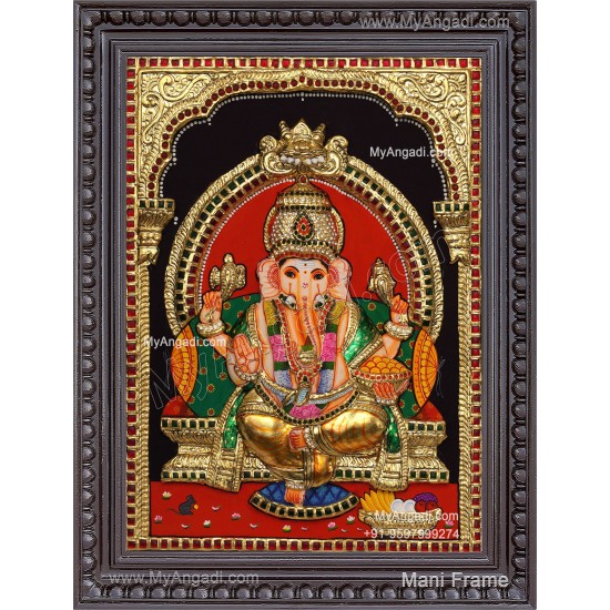 Ganesha 3d Embossed Tanjore Painting