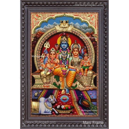 Shivan Family 3d Tanjore Painting