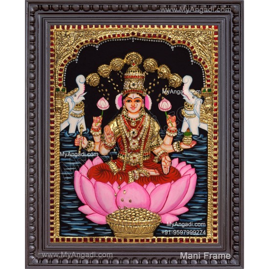 Gajalakshmi 3d Embossed Tanjore Painting