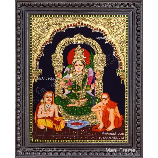 Kamatchi Amman Sankarar Kanchi Periyavar Tanjore Painting