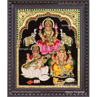 Ganesha Lakshmi Saraswathi Tanjore Painting
