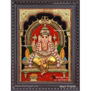Ganesha 3d Embossed Tanjore Painting
