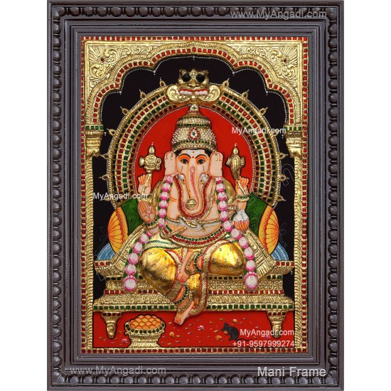 Ganesha 3d Embossed Tanjore Painting