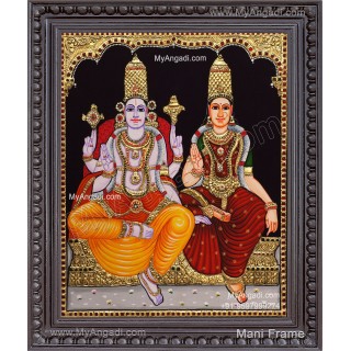 Vishnu and Lakshmi Tanjore Painting, Vishnu and Lakshmi Tanjore Painting