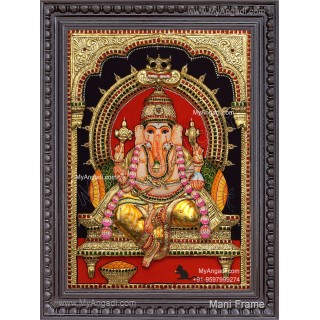 Ganesha 3d Embossed Tanjore Painting