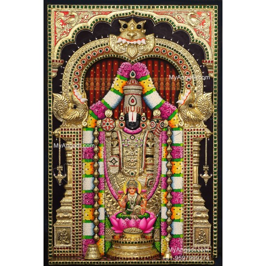 Venkateshwara Swamy Lakshmi 3d Tanjore Painting
