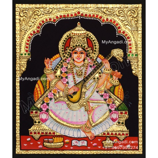 Saraswathi Devi Tanjore Painting