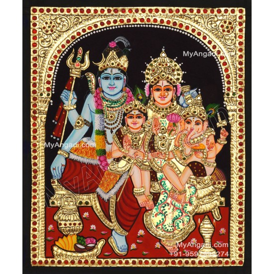 Shivan Family Tanjore Painting Shivan Family Tanjore Painting