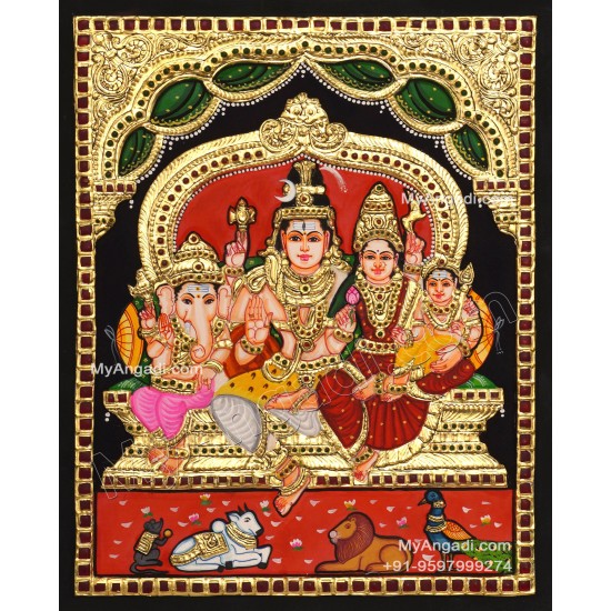 Shivan Family Tanjore Painting