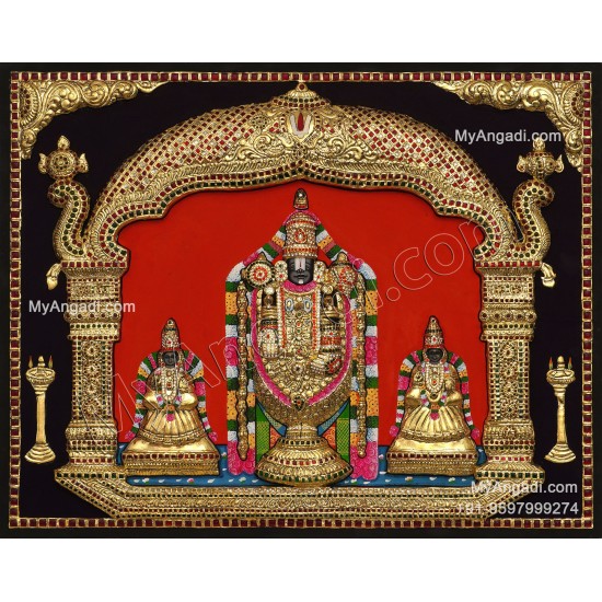 Balaji Sridevi And Boodevi 3D Tanjore Paintings 