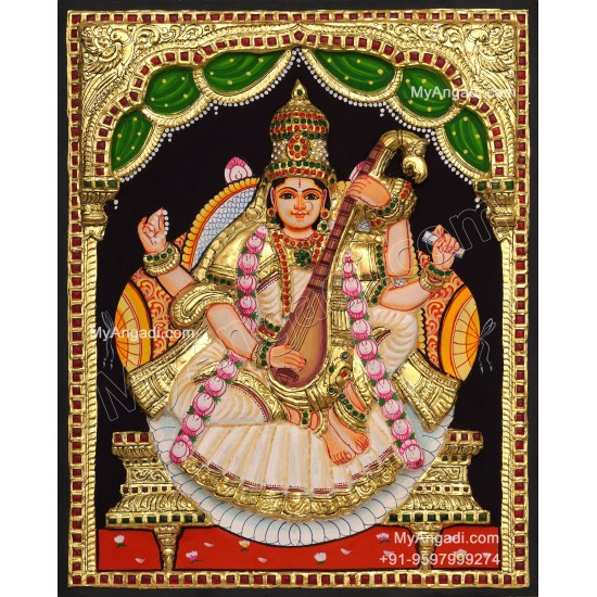 Saraswathi 3D Tanjore Painting