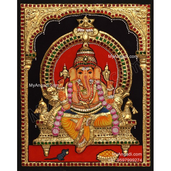 Ganesha 3d Embossed Tanjore Painting