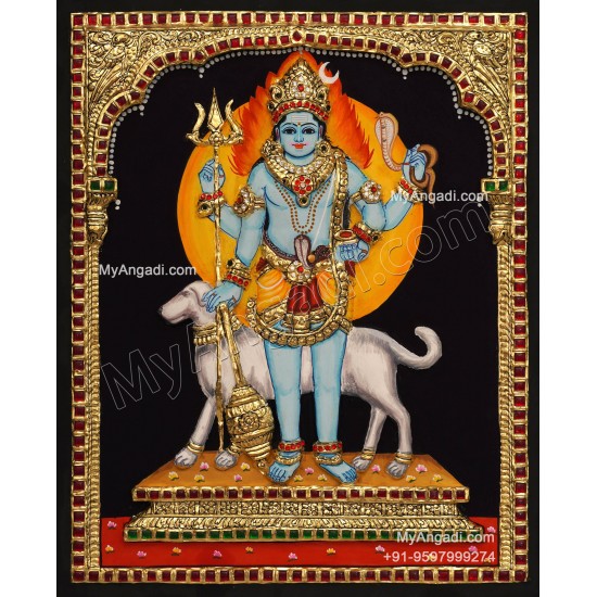 Kala Bairavar 3D Tanjore Painting, Kalabairavar 3D Tanjore Painting