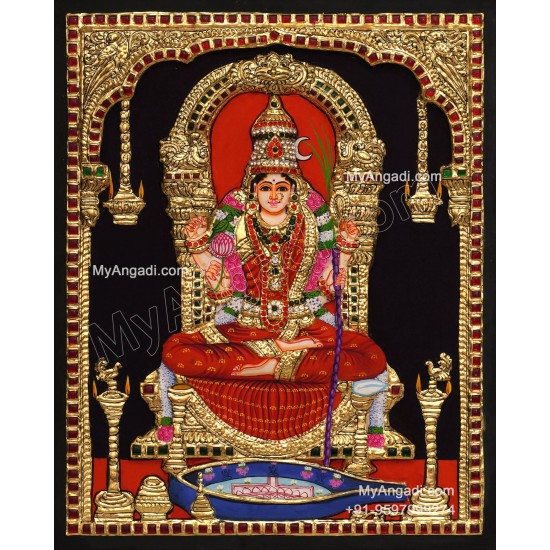 Kamatchi Amman 3D Tanjore Painting