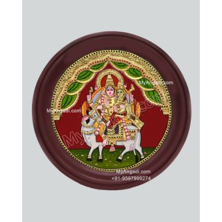 Pradhosam Sivan Parvathi Round Tanjore Painting